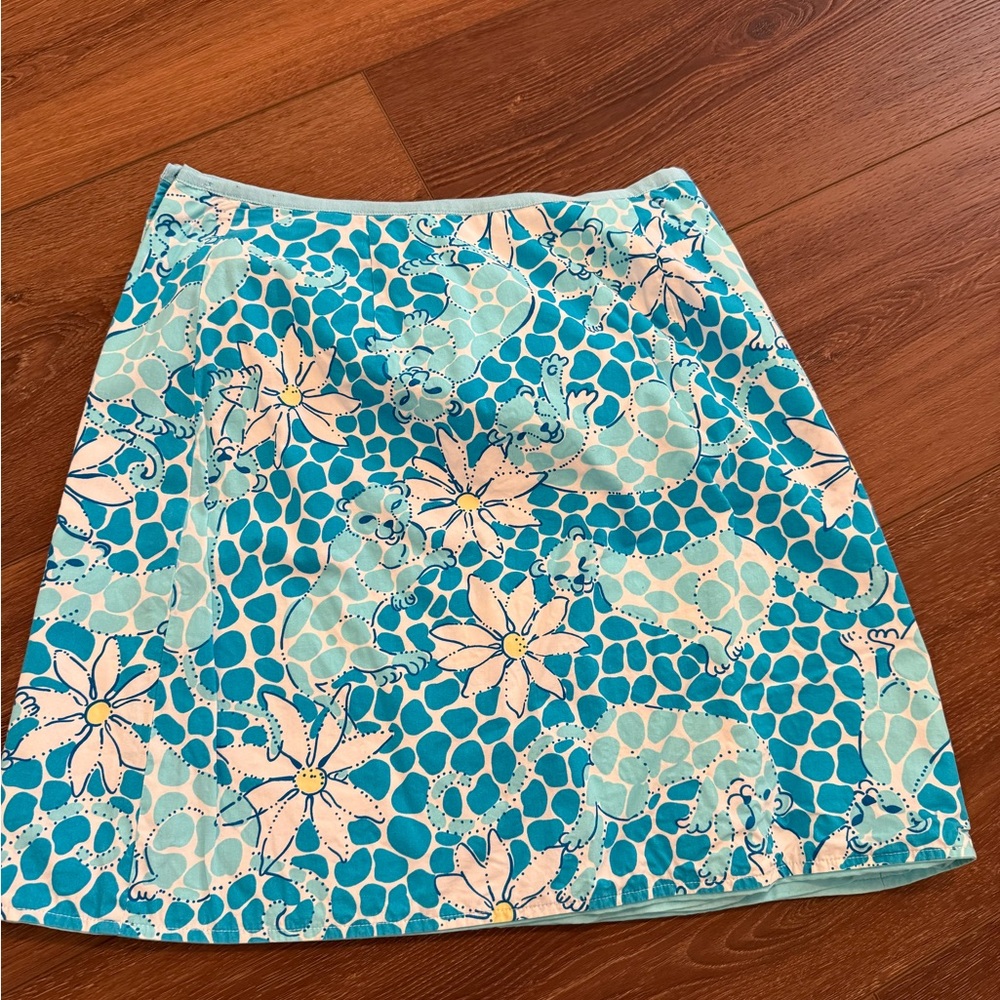 Lilly Pulitzer Blue and Cream Floral Mini Skirt